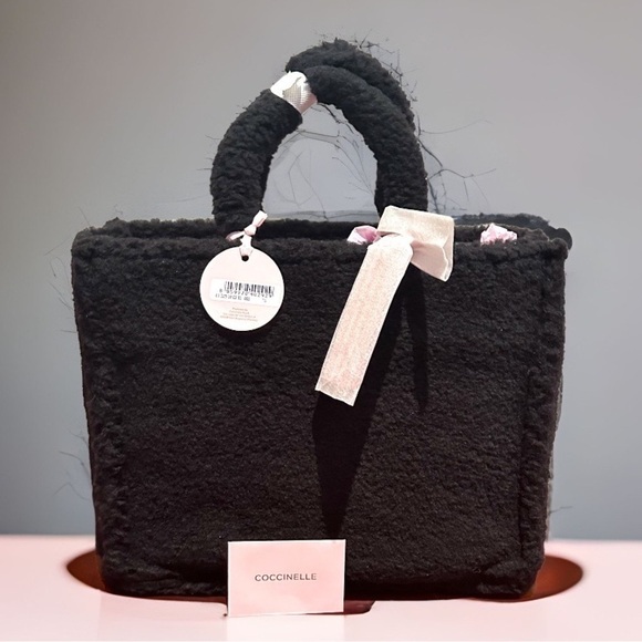 COCCINELLE Never Without Tote Faux Fur Wool Top Handle Tote Never Full Handbag - Picture 2 of 10